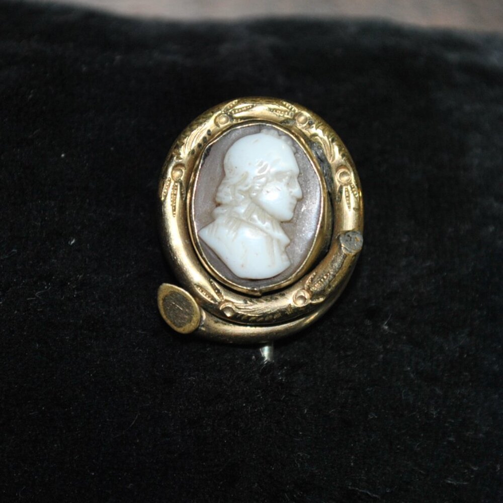 Damaged! Antique Victorian William Shakespeare Shell Cameo Stick / Tie Pin